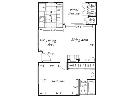 one bedroom floor plan at Westbrook